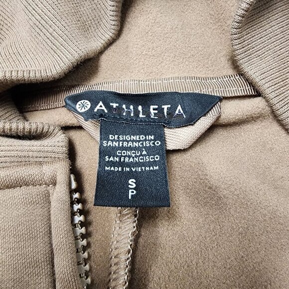 Athleta Rustic Beige Triumph Hybrid Hooded Jacket Small - Picture 10 of 11